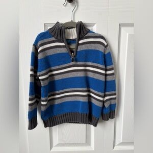 3T The Children's Place Blue & Gray Striped Half-Zip Sweater